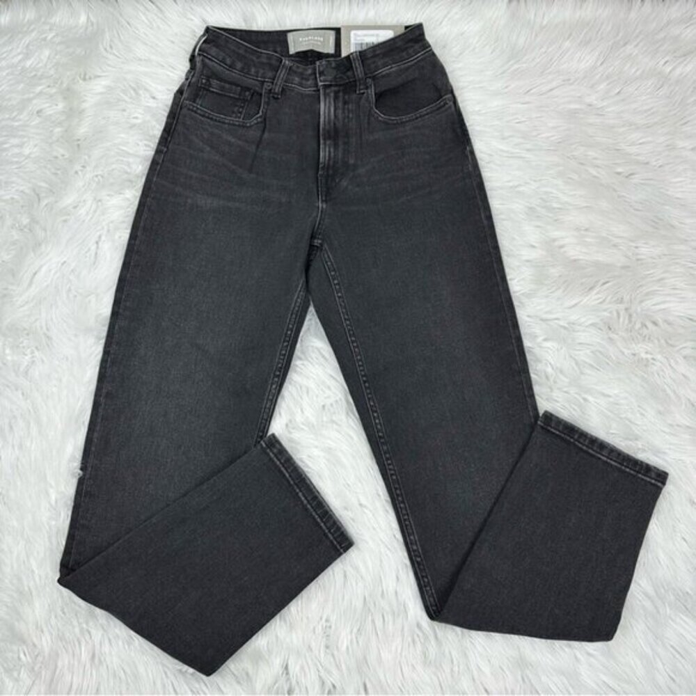 Everlane Curvy Cheeky Straight Jean Washed Black High Rise Denim‎ Size 24 NWT